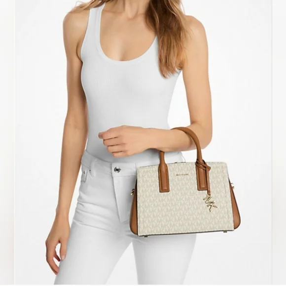 Michael Kors Cream and Tan Satchel Bag - Picture 2 of 14